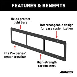 ARIES PJ20OB - Pro Series 20-Inch Black Steel Grille Guard Light Bar Cover Plate