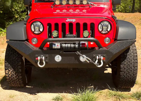 Rugged Ridge 11548.01 - Spartan Bumper, Front, High Clearance Ends, Overrider 07-18 JK