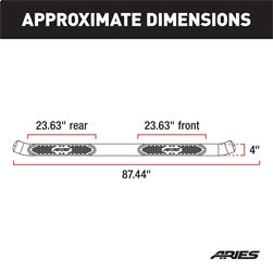 ARIES S223006-2 - 4 Polished Stainless Oval Side Bars, Select Ford Excursion, F-250, F-350