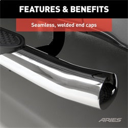 ARIES S224009-2 - 4 Polished Stainless Oval Side Bars, Select Silverado, Sierra 1500, 2500, 3500