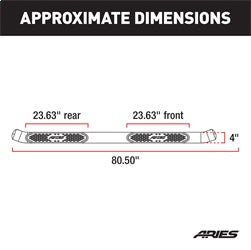 ARIES S224051-2 - 4 Polished Stainless Oval Side Bars, Select Chevrolet Colorado, GMC Canyon Crew