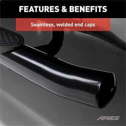 ARIES S224052 - 4 Black Steel Oval Side Bars, Select Chevrolet Colorado, GMC Canyon Extended