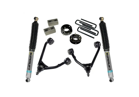 Superlift 3800B 3.5 Upper Ctrl Arm Kit-14-18 GM 1500 2WD w OE Al or SS Arms Bil Rr Shcks