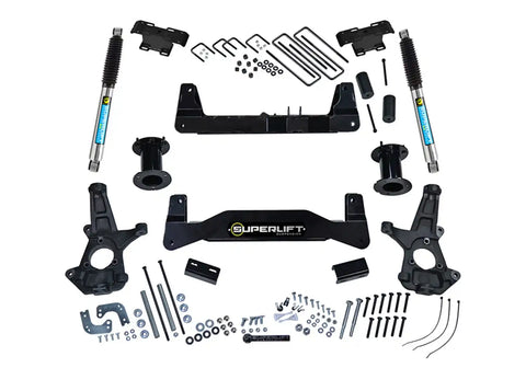 Superlift K180B 6.5 Lift Kit-07-16 Silv/Sierra 1500 2WD w Cast Steel Ctrl Arms Bil Rr Shocks