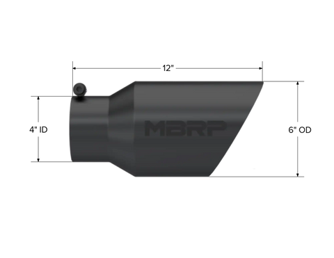 MBRP Exhaust T5072BLK - 6in. O.D. Dual Wall Angled 4in. inlet 12in. length-Black Coated.