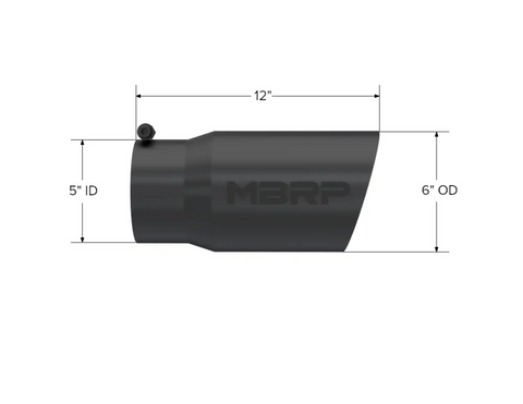 MBRP Exhaust T5074BLK - 12 Assembled Length Black Coated Tip.
