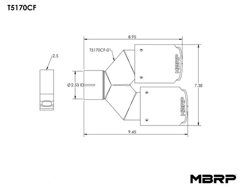 MBRP Exhaust T5170CF - 2.5 Inlet Carbon Fiber Tip.