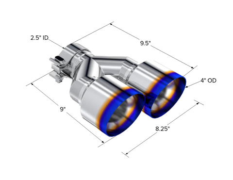 MBRP Exhaust T5178BE - 2.5 Inlet Tip. T304 Stainless Steel, Burnt End.