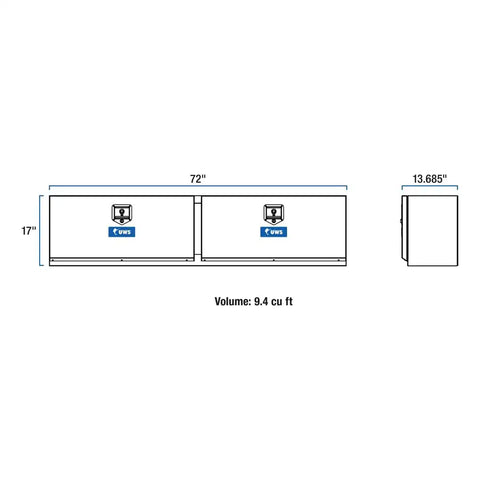 UWS TBTS-72-BLK - Tool Box Topside 2 Door Diamond Tread Black Aluminum 72 Inch Length