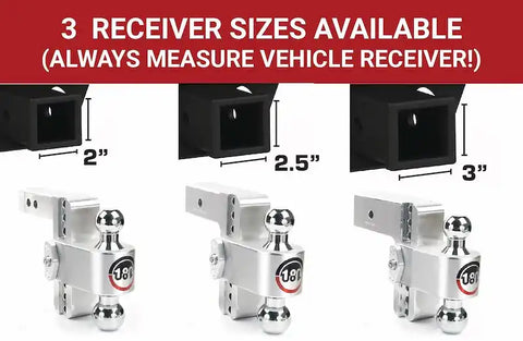Weigh Safe CTB6-2.5 - Adjustable Trailer Hitch w/ Chrome Tow Balls 6 Drop for 2.5 Receiver