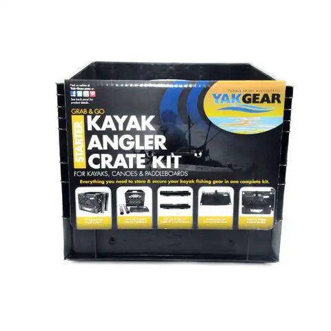 Yak Gear 01-0026-01 Kayak Crate 13 Inch x 13 Inch Black Plastic Starter Angler Kit