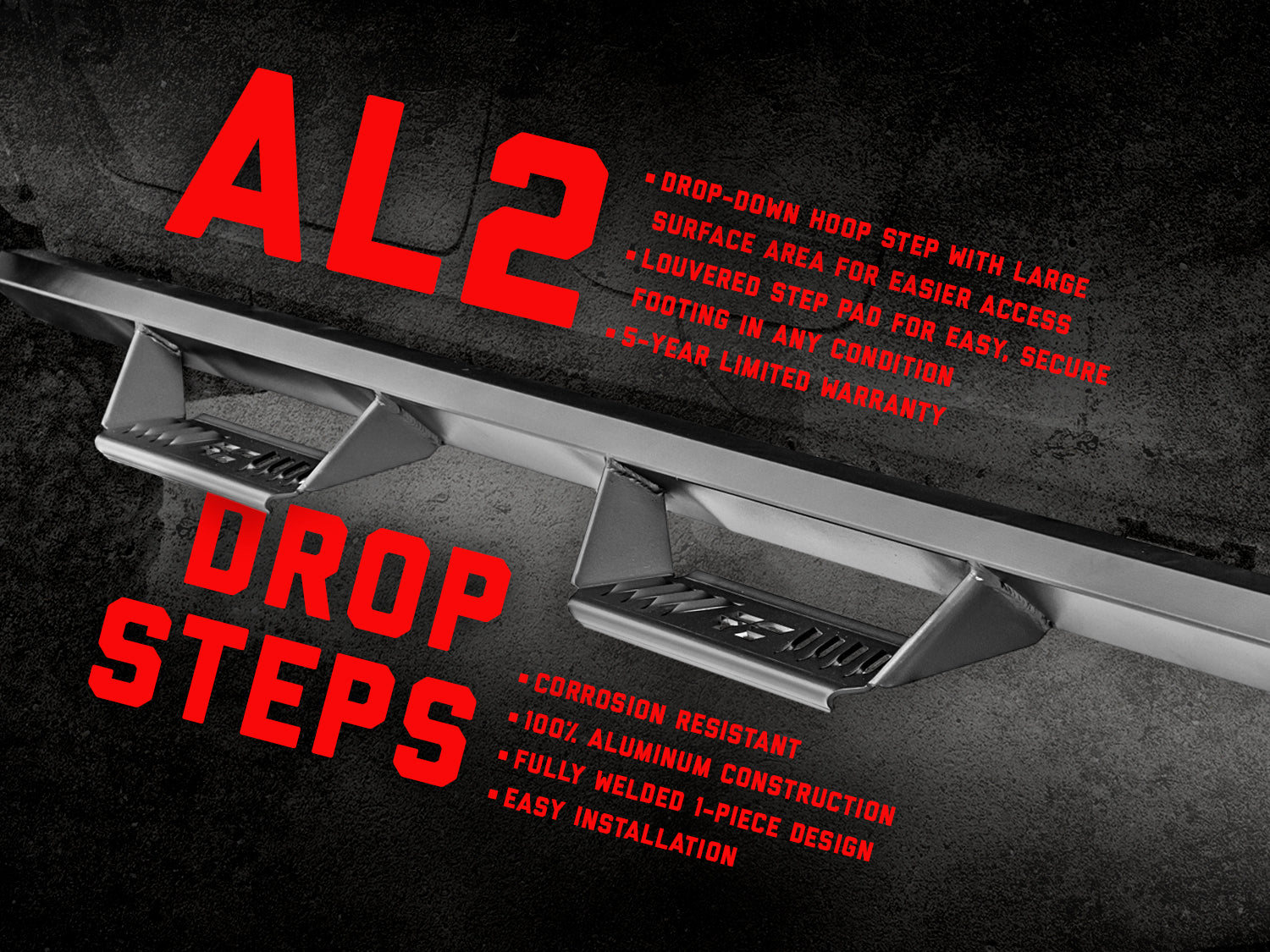 AL2 Drop Steps | Crew Cab | Ford F-150/Lightning/F-250/F-350/Raptor (15-24)