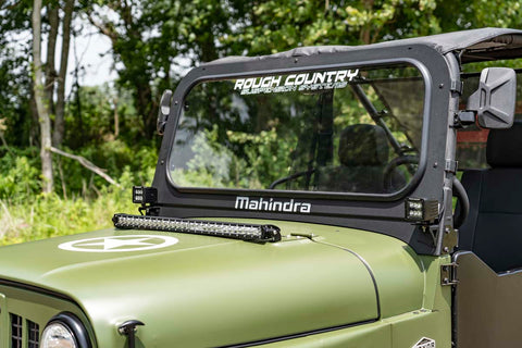 LED Light Kit | Hood Mount | 30" Black Single Row | White DRL | Mahindra Roxor