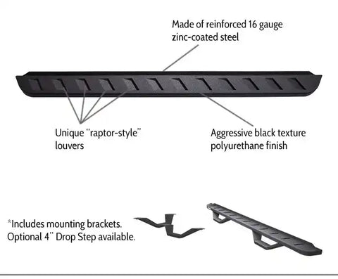Go Rhino RB10 Running Boards Texture Powder Coated with Drop Step