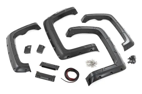 Rough Country A-C11412-GBA - Pocket Fender Flares Defender Black 6-8 ft. Bed