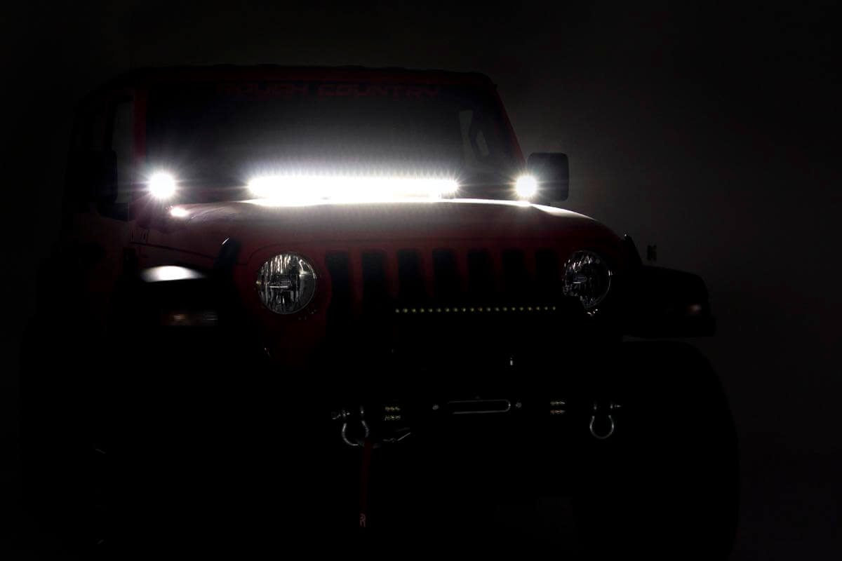 LED Light Kit | Hood Mount | 30" Chrome Single Row | Jeep Gladiator JT/Wrangler JL (18-24)