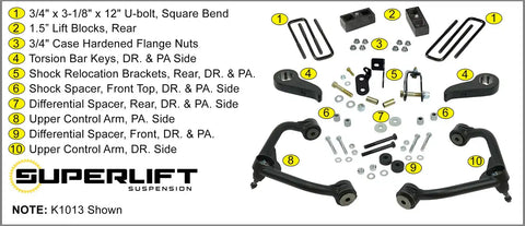 Superlift K1013F 3 Lift Kit - 20-22 Silv/Sierra HD w/ Fox 2.0 Shocks w/out Overload Leaf Springs