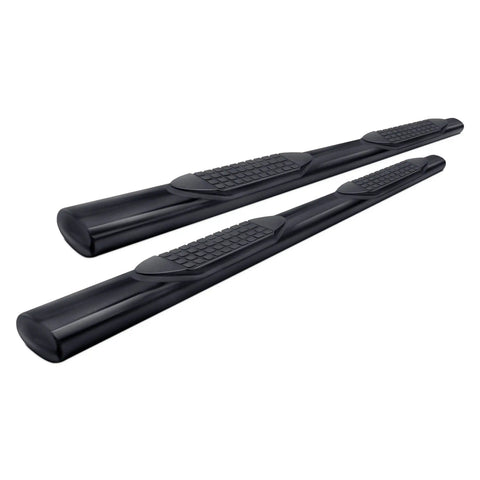 TrailFX A1532B - 4 Inch Oval Straight Powder Coated Black Mild Steel Rocker Panel Mount SuperCrew Cab & Chassis - Crew Cab