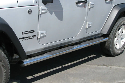TrailFX A1510S - 4 Inch Oval Straight Pol Stainless Steel Rocker Panel Mount