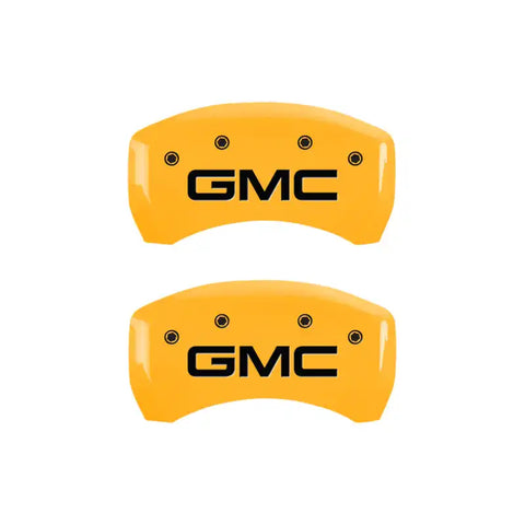 MGP 4 Caliper Covers Engraved Front & Rear GMC Yellow finish black ch