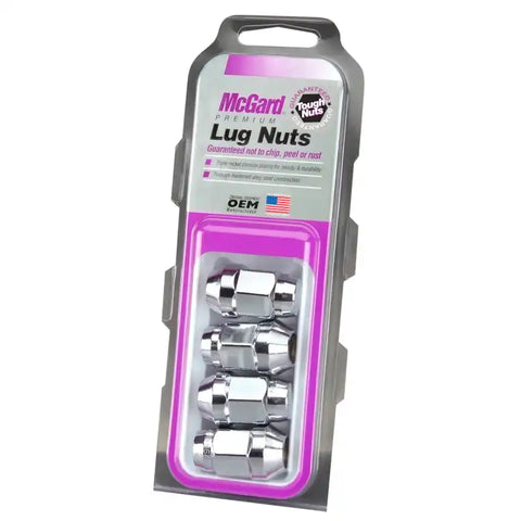 McGard Hex Lug Nut (Cone Seat Bulge Style) 7/16-20 / 3/4 1.45in. Length (4-Pack) - Chrome