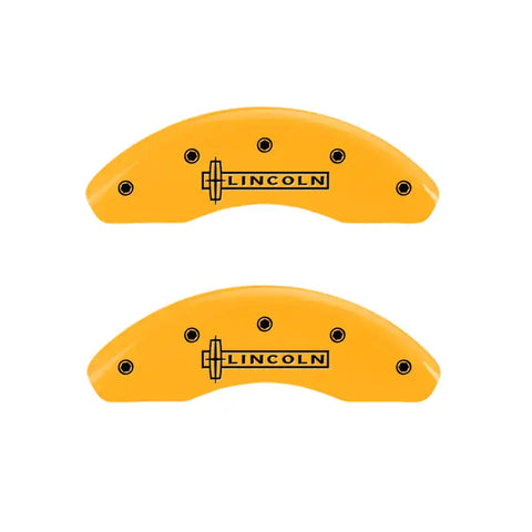 MGP 4 Caliper Covers Engraved Front Lincoln Rear Star Logo Yellow Finish Black Char 2011 Lincoln MKZ