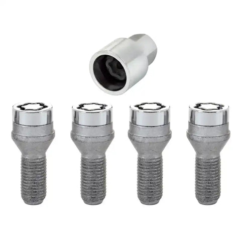 McGard Wheel Lock Bolt Set - 4pk. (Cone Seat) M14X1.25 / 17mm Hex 27.3mm Shank Length Chrome