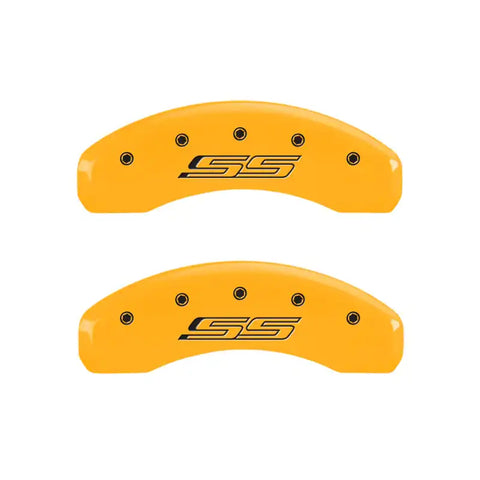MGP 4 Caliper Covers Engraved Front & Rear Gen 5/SS Yellow finish black ch