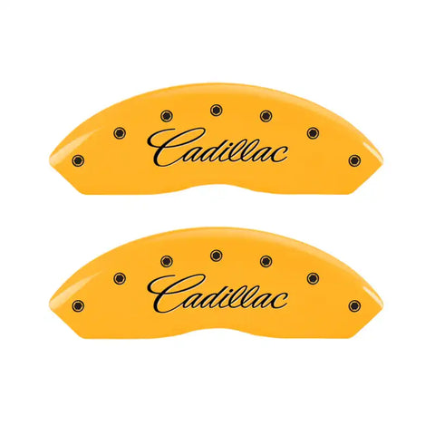 MGP 4 Caliper Covers Engraved Front Cadillac Rear STS Yellow Finish Black Char 2007 Cadillac STS