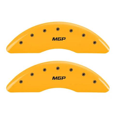 MGP 4 Caliper Covers Engraved Front & Rear MGP Yellow Finish Black Char 2008 Saturn Outlook
