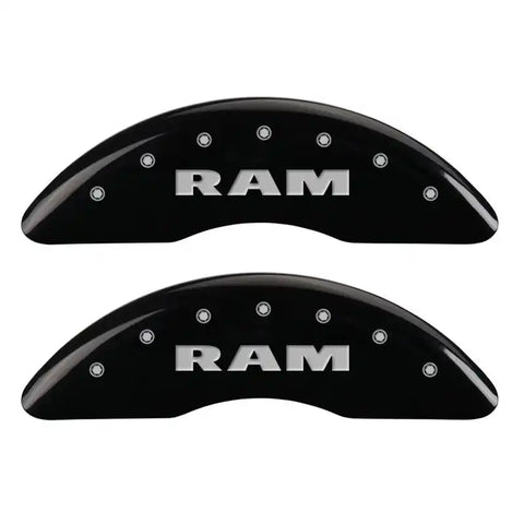 MGP 4 Caliper Covers Engraved Front RAM Engraved Rear RAMHEAD Black finish silver ch