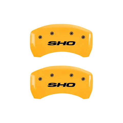 MGP 4 Caliper Covers Engraved Front & Rear SHO Yellow finish black ch