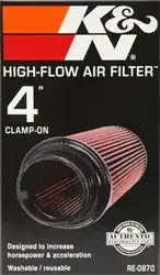 K&N RE-0870 Universal Clamp-On Air Filter