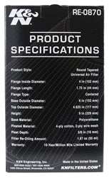 K&N RE-0870 Universal Clamp-On Air Filter