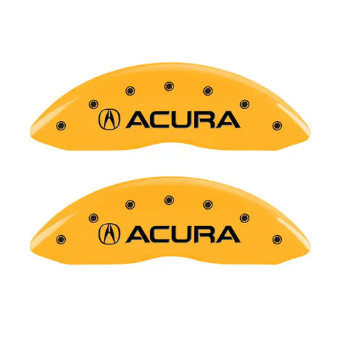 MGP 4 Caliper Covers Engraved Front & Rear Acura Yellow finish black ch