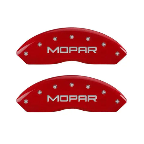 MGP Front set 2 Caliper Covers Engraved Front MOPAR Red finish silver ch