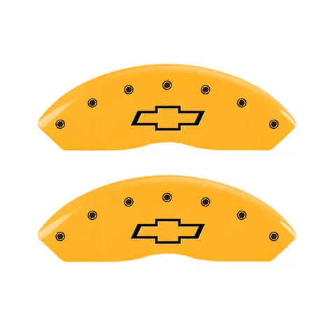 MGP 2 Caliper Covers Engraved Front Bowtie Yellow Finish Black Char 1999 Chevrolet Tahoe