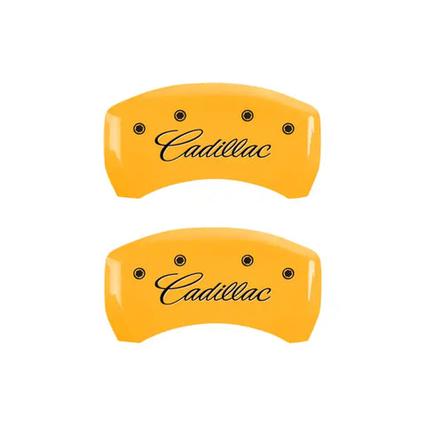 MGP 4 Caliper Covers Engraved Front Cursive/Cadillac Engraved Rear CTS4 Black finish silver ch
