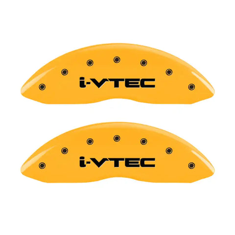 MGP 4 Caliper Covers Engraved Front & Rear I-Vtec Yellow Finish Black Char 2017 Acura ILX
