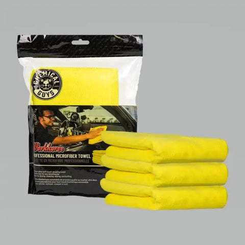 Chemical Guys Workhorse Professional Microfiber Towel - 16in x 16in - Yellow - 3 Pack - Case of 16