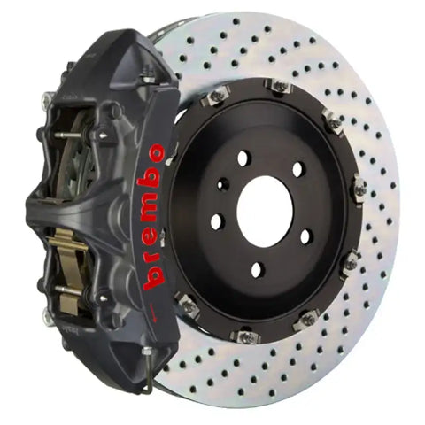 Brembo 19+ Model X (Excl Plaid) Fr GTS BBK 6Pis Cast 380x34 2pc Rotor Drilled-Black HA
