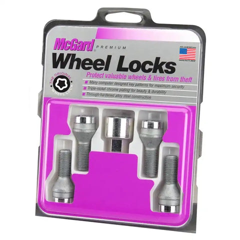 McGard Wheel Lock Bolt Set - 4pk. (Cone Seat) M12X1.75 / 19mm Hex 28.9mm Shank Length Chrome