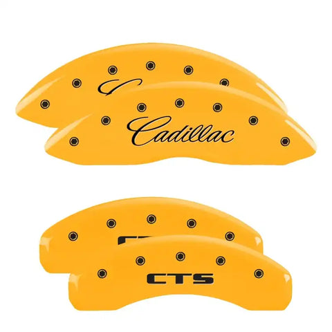 MGP 4 Caliper Covers Engraved F & R Cursive/Cadillac Yellow Finish Black Char 2006 Cadillac SRX