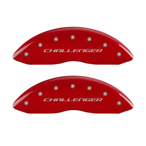 MGP 4 Caliper Covers Engraved Front & Rear Block/Challenger Red finish silver ch