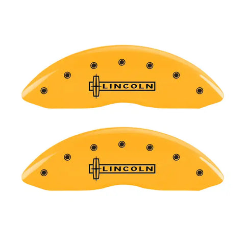MGP 4 Caliper Covers Engraved Front Lincoln Engraved Rear MKX Yellow finish black ch