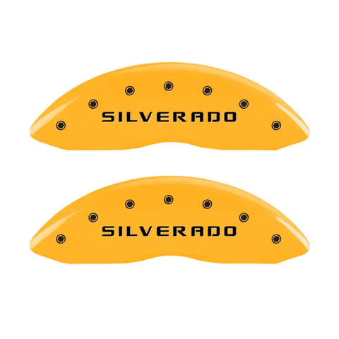 MGP 4 Caliper Covers Engraved Front & Rear Silverado Yellow Finish Black Char 2005 Chevrolet Astro