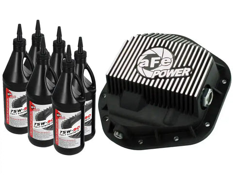 aFe 46-70082-WL Power Front Diff Cover w/ 75W-90 Gear Oil 5/94-12 Ford Diesel Trucks V8 7.3/6.0/6.4/6.7L (td)