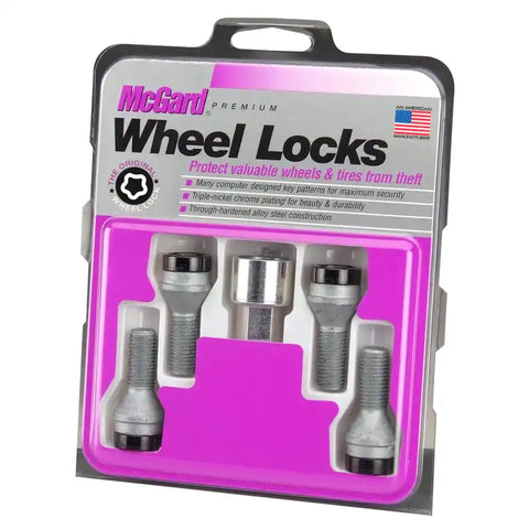 McGard Wheel Lock Bolt Set - 4pk. (Cone Seat) M14X1.25 / 17mm Hex 27.3mm Shank Length Black