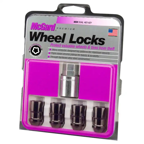 McGard Wheel Lock Nut Set - 4pk. (Cone Seat) M12X1.5 / 19mm & 21mm Dual Hex 1.46in. Length Black
