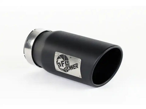 aFe 49T40501-B12 Power Diesel Exhaust Tip Black- 4 in x 5 out 12 Long Bolt On (Right)